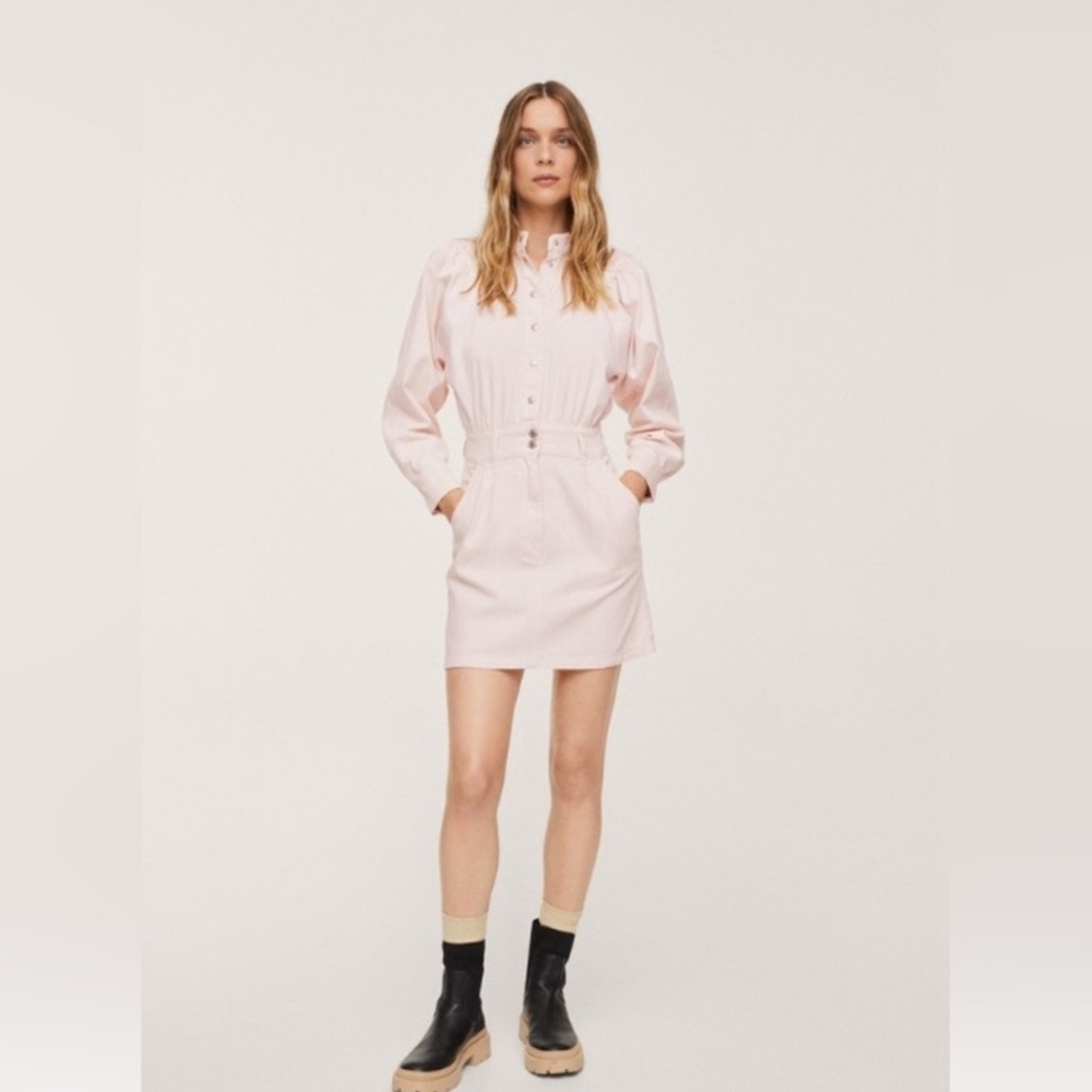 Mango Light Pink Denim Dress